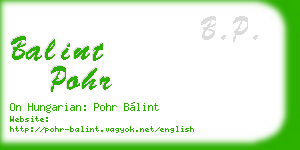 balint pohr business card